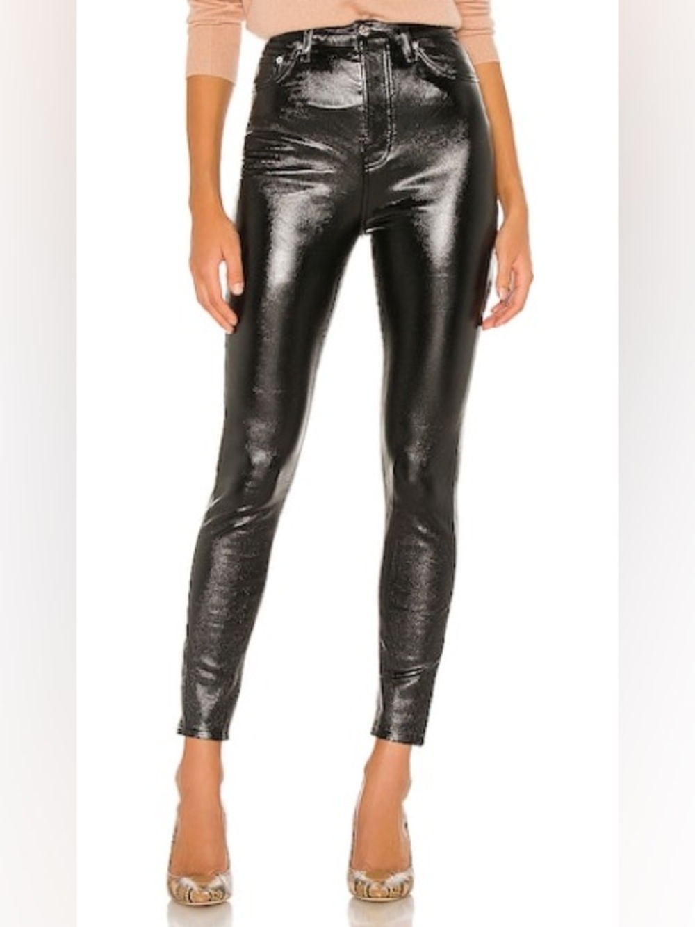 We The Free “Phoenix” Black Metallic Coated Skinny Jeans